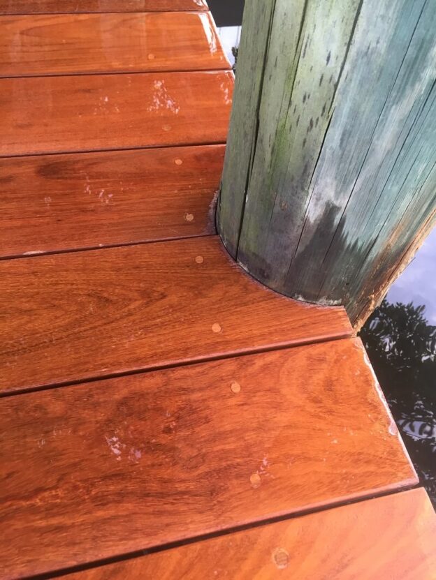 Ipe dock plug closeup